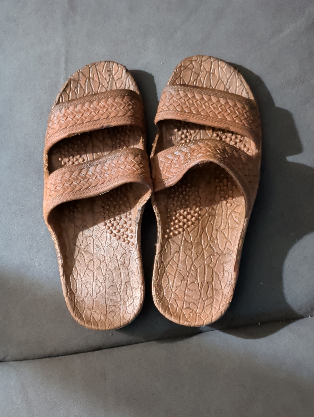 Pali Hawaii Brown Braided Double-Strap Slide Sandals